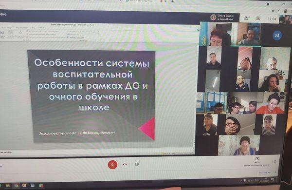 Мәселелер қаралған онлайн-педагогикалық кеңес: Онлайн-педсовет, на котором рассматривались вопросы:
