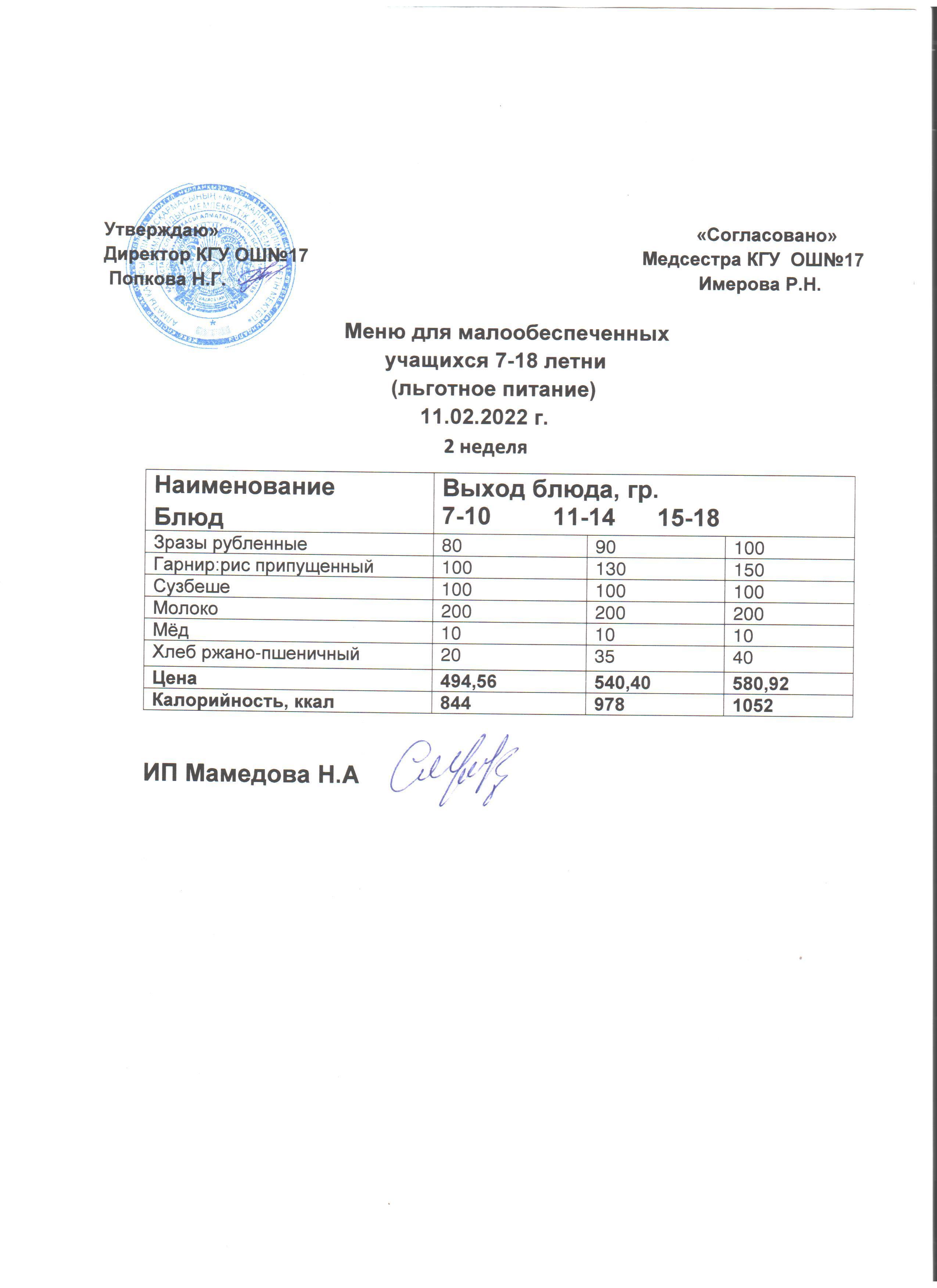 Ас мәзірі 11.02.22. Меню 11.02.22