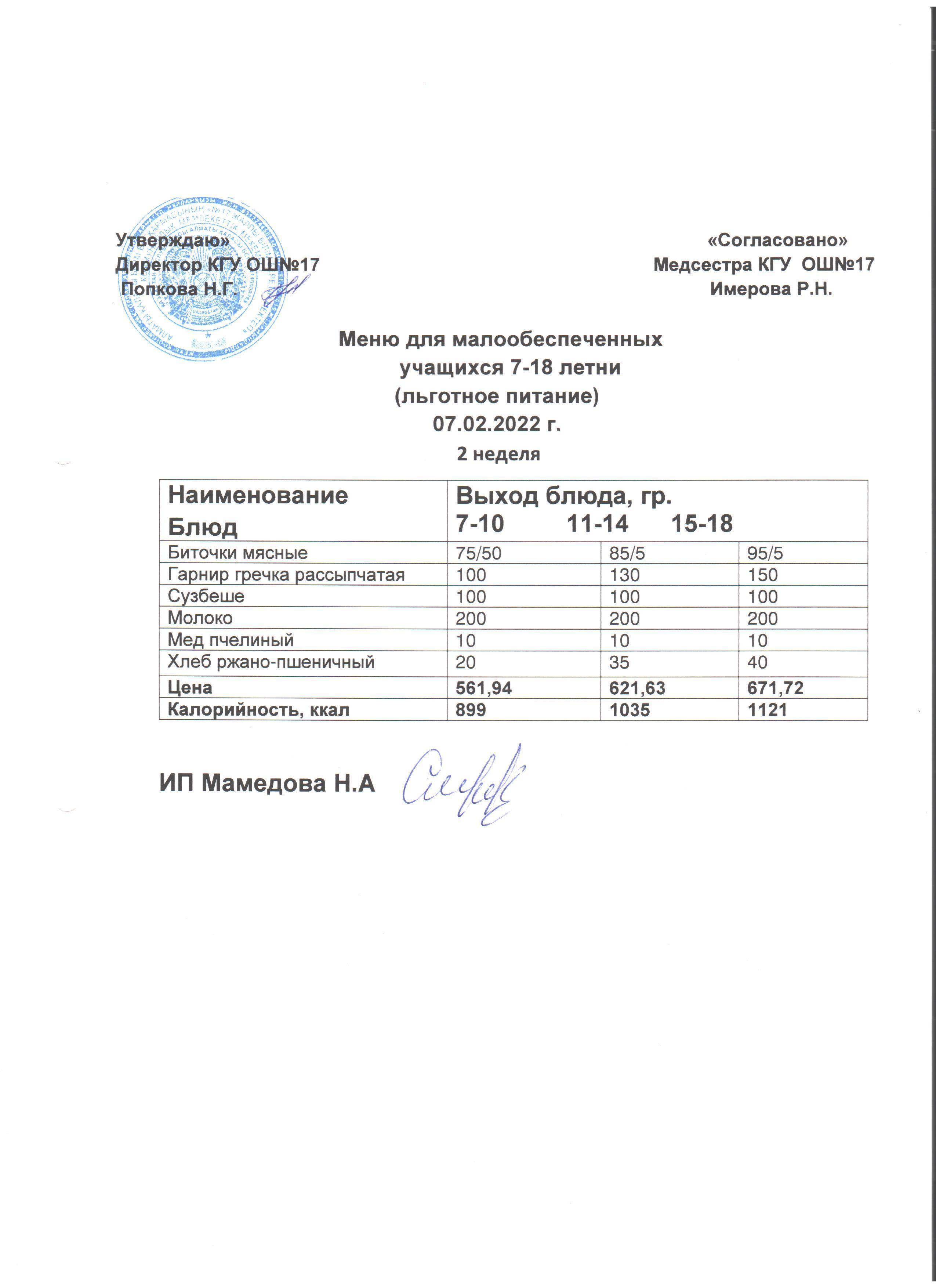 Ас мәзірі 07.02.22. Меню 07.02.22