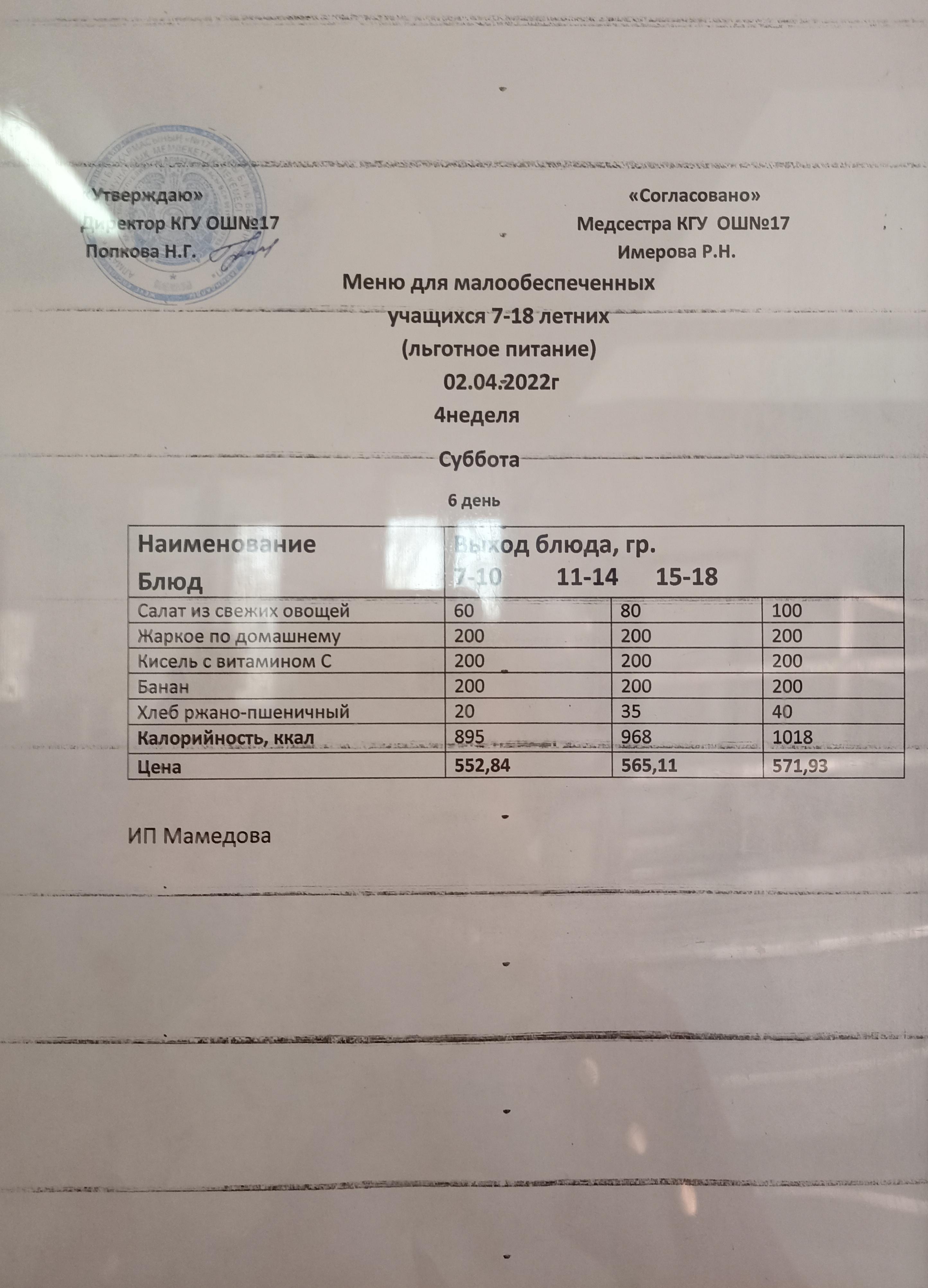 Ас мәзірі 02.04.22. Меню 02.04.22