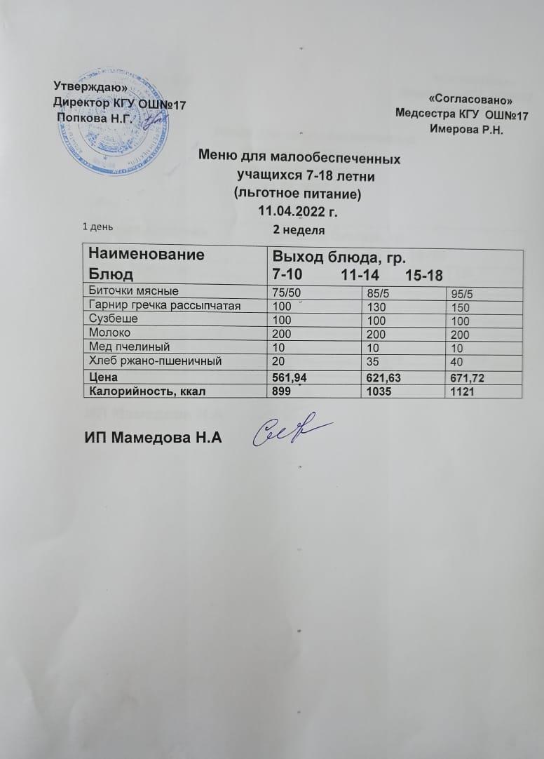 Ас мәзірі 11.04.22. Меню 11.04.22