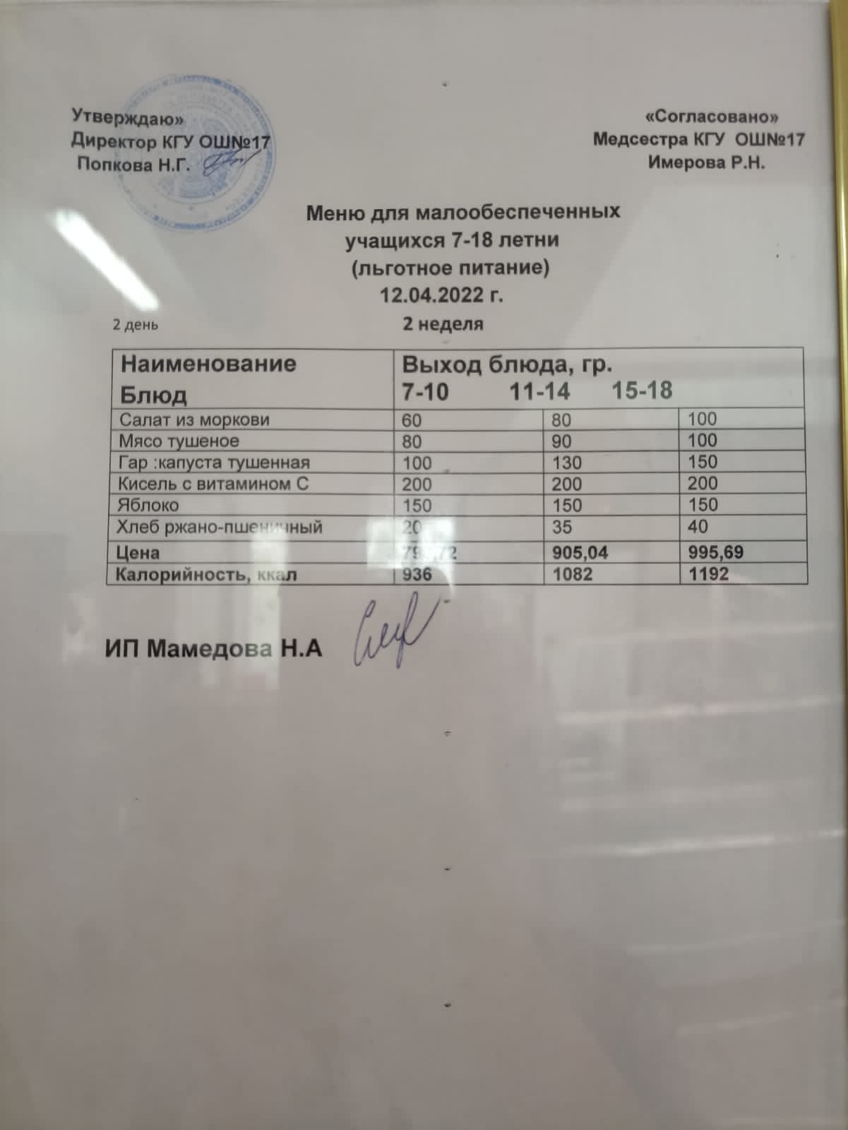 Ас мәзірі 12.04.22. Меню 12.04.22